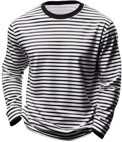 Camiseta de Manga Larga a Rayas Niños Camisetas con Cuello Redondo Niño Niña Sudadera Striped Casual T-Shirt Holgado Elegante Pullovers Tops Disfraz de Carnaval para 3-14 Años