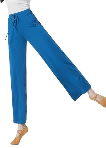 Dam dansbyxor flödande vida ben moderna yoga balettkläder, 6, S