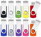 USB Stick 16GB 10er Pack, SRVR USB Stick 10 Stück Speicherstick USB-Flash-Laufwerk Mehrfarbig Memory Stick Datenspeicher USB 2.0 mit Kappe LED Anzeige Schlüsselband