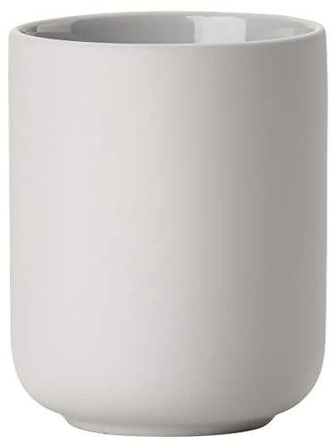 Zone Denmark Ume tandborstmugg, tandborsthållare, tandborstmugg, tillverkad av stengods/keramik, vackert & praktiskt badrumstillbehör, diameter 8,3 cm, höjd 10,3 cm, Soft Grey (ljusgrå)