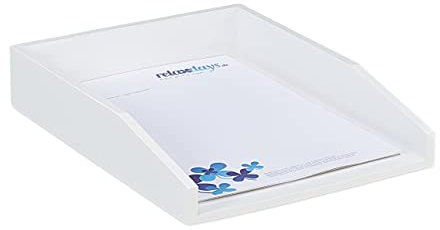 10 x Dokumentenablage, stapelbar, DIN A4 Papier, Büro, Schreibtisch, Briefablage aus Bambusholz, 6x25x33 cm, weiß