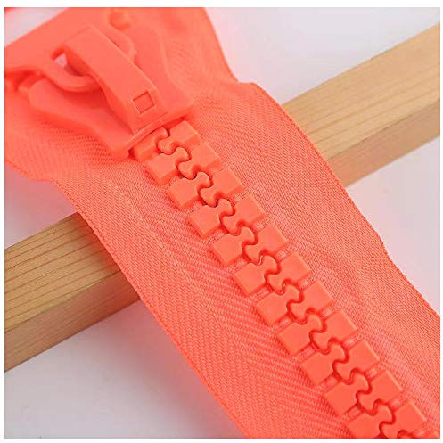 Size 20 Super Large Separating Plastic Zipper Tangerine Color Heavy Duty Zippers 10 inches Long with 1 Sliders for DIY Sewing Tailor Crafts Bags or Adornment (Tangerine Color(Orange Red 2 Pcs)