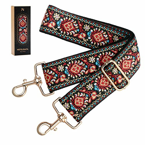 Nefelibata Purse Strap,2 Wide Shoulder Strap Adjustable Replacement,Multi-pattern Crossbody Canvas Bag Handbag Belts for Unisex Handbag,Crossbody Bags,Shoulder Bags(Red Flower)