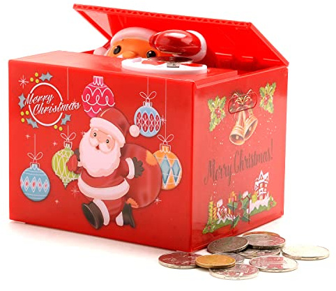 Pinkgarden Christmas Piggy Bank Coin Money Box Electronic Money Bank Safe Saving Box ATM Bank Safe, Great Gift for Kids Child