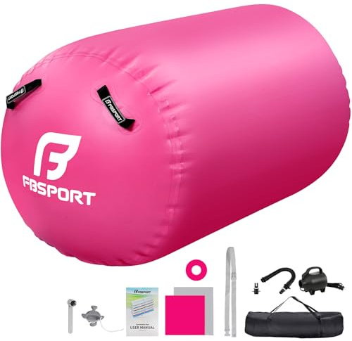 FBSPORT Rodillo Hinchable para Gimnasia, 120x75cm Colchoneta de gimnasia Inflatable Tumbling Oval Esteras, Airtrack Ejercicio Herramientas, Air Tumbling Track, Cilindro de Entrenamiento con Bomba