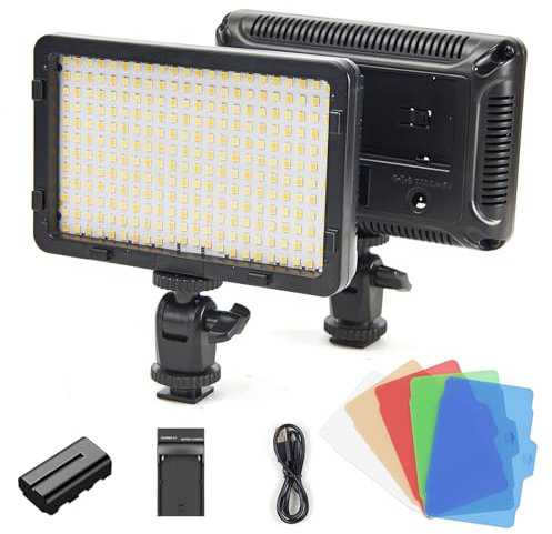 Tolifo PT-F260B 26W Camera Light, Portable Ultra Bright Bi-Color CRI 95+ LED Video Light Panel for DSLR Camera/Photography Lighting, 2200mAh Battery Rechargeable, 5 Color Filter, Dimmable 3200K-6500K