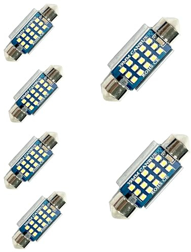 YOUNLEN 6418 C5W festoon Bombilla Led Interior Coche Festoon de abanico de LED 12-24V 39mm bombilla LED de chip blanco 15smd-3014 de 6500k sin errores canbus para Coche Kit Lámpara Cúpula Placa(6pes)