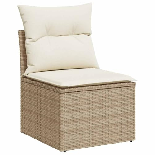 vidaXL Chaise de Jardin sans accoudoirs avec Coussins Beige Poly rotin