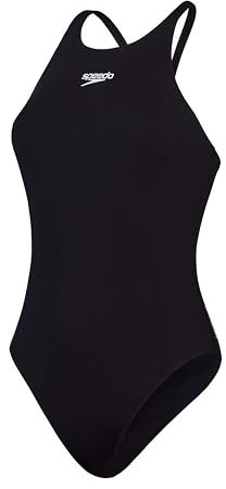 Speedo Damen End V-Rücken, athletische Passform, Schwimm-Fitness Badeanzug, Schwarz, 38