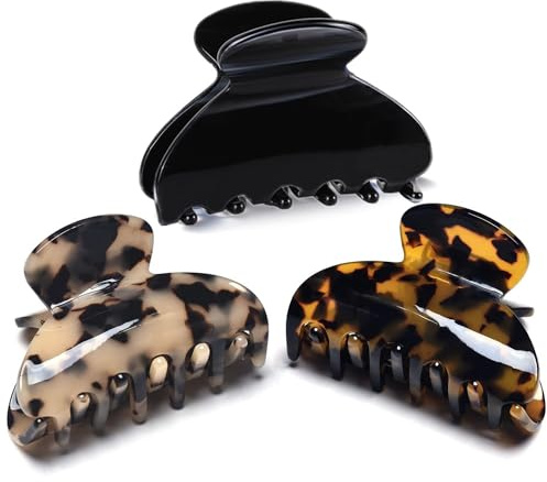 FSMILING Small Claw Clips Hair Clips Women Hair Claw Clips For Thin Hair | Acetate Tortoise Medium Claw Clips Black Small Hair Clip Claw Clip Nonslip Hair Claw Hair Clasp Grips For Thick Fine Hair