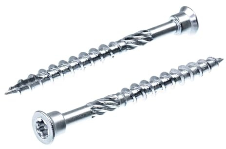SECCARO Terrängskruv cylinderhuvud 4,5 x 45 mm, rostfritt stål C1, träskruv med skärspets och skärskår, TX/sexkantsrund, 200 stycken