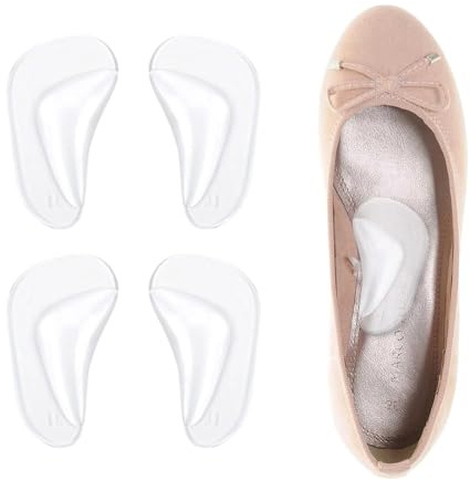 QEQSHQO 4 Piezas Plantillas de Gel para el Arco del Pie, Plantillas Ortopédicas, Plantillas de Silicona, Soporte para el Arco del Pie, Fascitis Plantar, Almohadillas para Tacones Altos