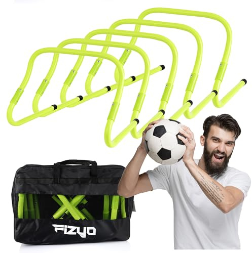 Fizyo Set 5 Mini Ostacoli Regolabili – Ostacoli per velocità, coordinazione, agilità e Salto – Esercizi Calcio, Atletica Leggera, Fitness, Interni ed Esterni – Verde
