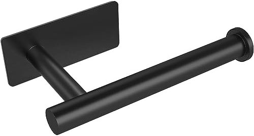 Gewtur Porta Carta Igienica, Acciaio Inox Portarotolo Carta Igienica Adesivo Senza Foratura per Bagno e Toilette, Nero