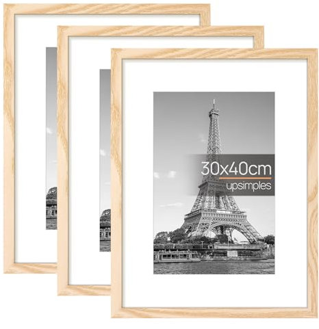 upsimples Confezione da 3 cornici portafoto 30 x 40 cm, in legno, 30 x 40 cm, per foto, immagini, poster