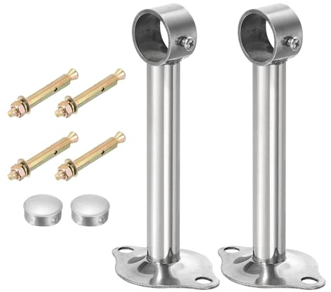 QUARKZMAN 3 Set Supporto Asta Tenda a Soffitto, Adatto a Tubo da 25mm/0.98 Lunghezza 150mm/5.91 Ganci Asta Tenda in Acciaio Inossidabile per Pareti Armadio Tubo Asta Tenda, Argento