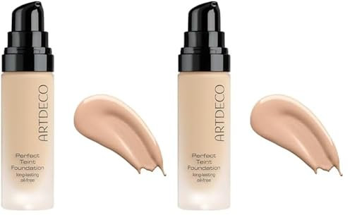 ARTDECO Perfect Teint Foundation - langanhaltende, flüssige Foundation ohne Öl und ohne Maskeneffekt - 1 x 20 ml (Packung mit 2)