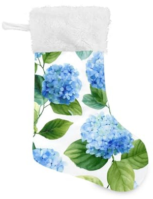 OTVEE Watercolor Hydrangeas Pattern Christmas Stockings 1 Piece, 17.7 inches Velvet Hanging Decorations Stockings for Family Holiday Fireplace Xmas Tree Party