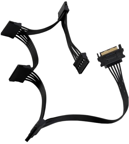 Cable de alimentación SATA de 1 a 5, adaptador de cable SATA para discos duros, SSD, unidades ópticas, sistemas de PC, conductores de cobre con revestimiento de PVC, ahorra espacio para una gestión