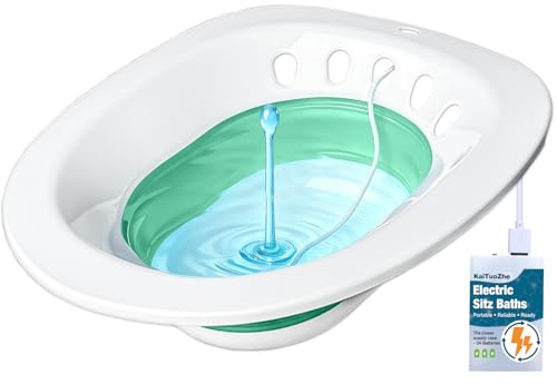 KAITUOZHE Electric Sitz Bath for Toilet Seat - Yoni Steam Seat -Portable Sitz Bath Tub for Hemorrhoids and Postpartum Care - Wide Seat - Deeper Bowl - Green