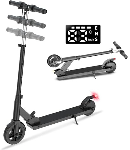 Electric Scooter for Kids 7 Solid Tire Foldable Kids Electric Scooter for Age 6-16 with Dual Brakes 3 Speed Mode Up to 18 KM/H Motor 150W Range 10-15KM E Scooter Kid Adjustable Handlebar(Black)