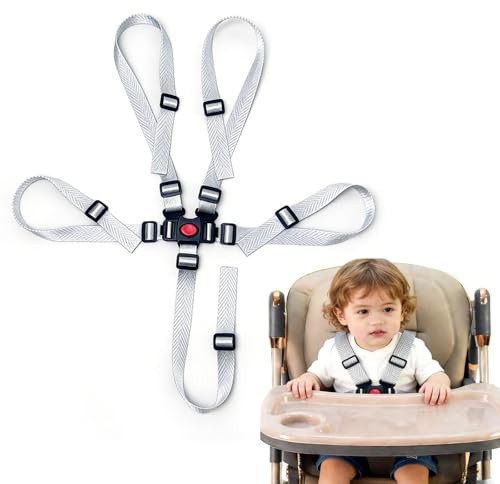 JYXNU 1 Pcs Correas Universales Ajustables para Silla Alta, Arnes Seguridad Silla Niño, Cinturón de Seguridad para Bebé, Arnés de Seguridad de 5 Puntos para Niños, Correa Segura para Silla, trona