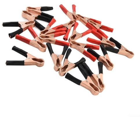 50A per morsetti a coccodrillo 80 mm rosso e nero, alta corrente per morsetti batteria per test elettrici e connessioni di alimentazione (10 pezzi)