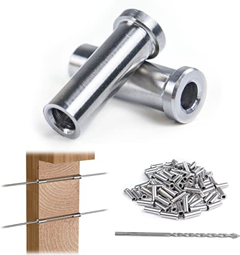 Muzata 100PCS Stainless Steel T316 Protective Sleeves Cable Railing Kit Hardware Cable Railing Protector Sleeve for 1/8 Wire Rope Wood Posts CR13