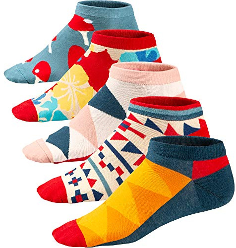 Ueither Calze da Uomo Coloratissimi in Cotone Stilisti Sportive Sneaker Calzini Corti Fantasia dal Design Comodo 39-46 (Colore 1)