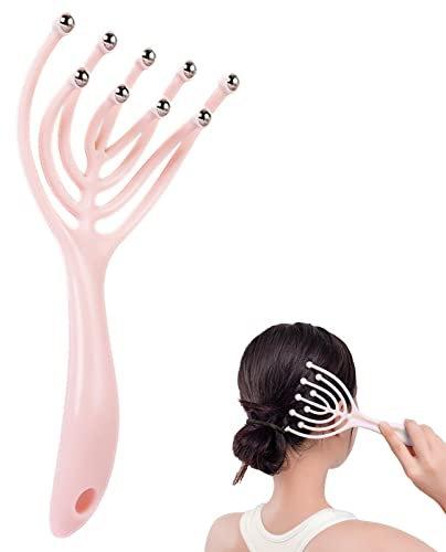 kopfmassagegerät angenehmen Massageperlen Head Massager - Kopf Massagespinne 360 ° drehbare Kugel, Edelstahlkugel, zieht keine Haare