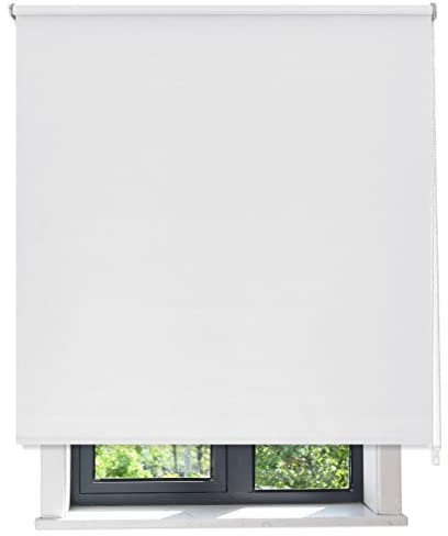 DALINA Textil - Estor Opaco Enrollable 60x200cm (Ancho x Largo), Persiana Enrollable Blackout para Puertas y Ventanas,tamaño de la Tela 56x195cm (Blanco Gris)