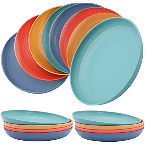 Erinnmy 8 Stück Teller,23cm Unzerbrechliches Speiseteller,Leichte & BPA-Frei Essteller Camping Teller,PP Tiefe Teller Wiederverwendbare für Pizza Pasta Kuchen Salat,Mikrowellen & Spülmaschinenfest