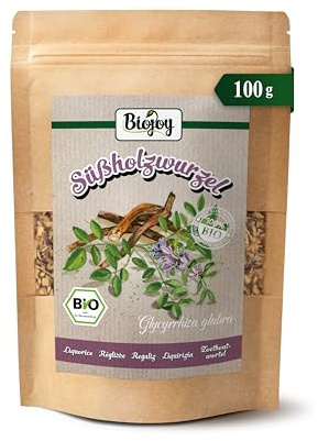 Biojoy Radice di Liquirizia BIO (100 g), essiccata e tagliata, ideale per Tisana (Glycyrrhiza glabra)