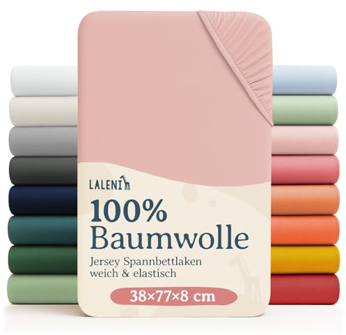 Laleni Jersey underlakan med resår, 100% bomull, OEKO-TEX, 38x77 cm, set om 2, Rosa