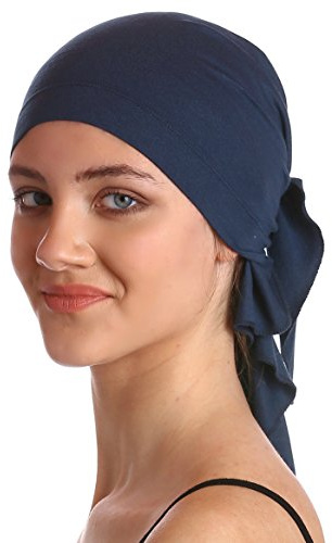 Deresina Unisex XL Bamboo Bandana - Soft Breathable Headcover for Hair Loss & Chemo | Full Head Coverage Headscarf for Sensitive Scalps | All Seasons (One Size - New Denim)