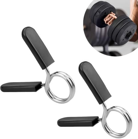 EIHI 2 Piezas Cierre Mancuernas 25mm, de Collares de Resorte Abrazaderas para mancuernas y barras estándar, Cierre de Muelle para Pesas, Gym, montaje rápido