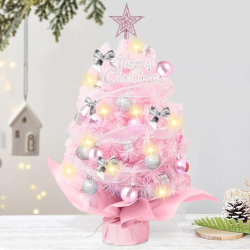 Albero di Natale Artificiale Mini da Tavolo, 60 cm, Decorazioni per Natale