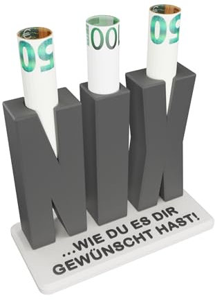 Nix Geburtstags Geschenk - Nichts Buchstaben mit Öffnung für Geldscheine - Weihnachten Geldgeschenk Verpackung - Originelle Geschenke für Frauen und Männer, Kreatives Geburtstagsgeschenk für Frauen