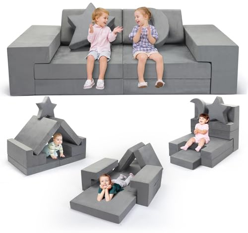 Sofá de juegos para niños, sofá modular para niños, mejora la esponja de alta densidad y aumenta el tamaño, creatividad, dormir, sofá infantil desmontable para niños para sala de juegos