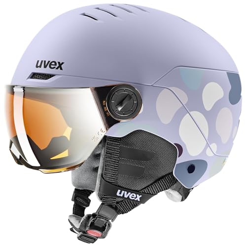 uvex rocket jr visor - casco da sci robusto per bambini - categoria di filtro 2 - aerazione ottimizzata - cool lavender abstract matt - 51-55 cm
