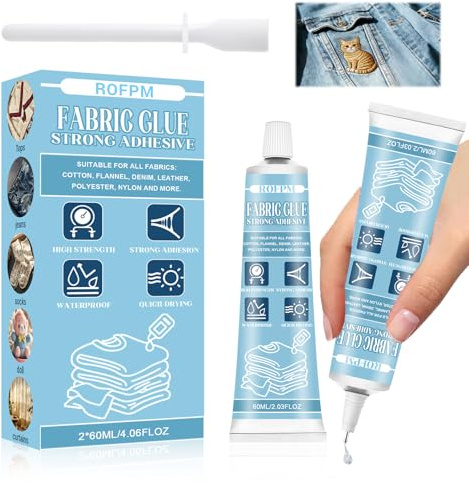 120ml Textilkleber Extra Stark, Waschmaschinenfest, Transparenter Waschbarer Stoffkleber zum Aufbügeln, FlüSsig Bastelkleber wie Markisenstoff, Jeans, Leder, Polyester, Wasserfest Outdoor