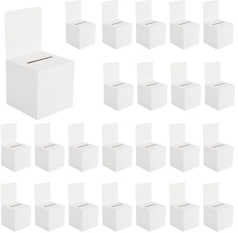 zmybcpack 24 Pack Ballot Box with Self-Locking Base & Removable Header, 6x6x6 Inch Suggestion Box, Raffle Ticket Box, Donation Box for Fundraising, Voting, Business Card Collection