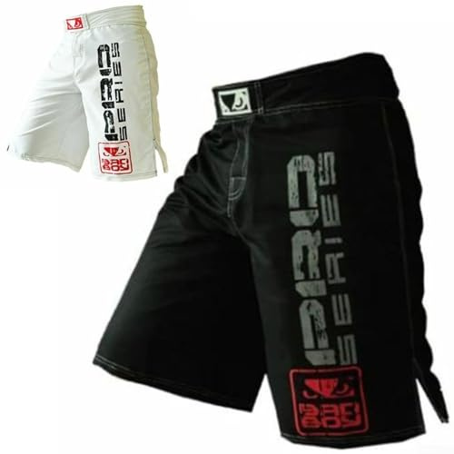 Gdfnmogo Pantalones cortos de lucha para artes marciales mixtas para Muay Thai, kickboxing y entrenamiento de fitness, ligeros, transpirables, de lino, poliéster, artes marciales para hombres, ideal