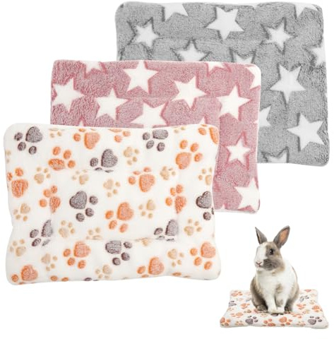 YPLANGENT 3 stycken plyschsäng fluffig fleece kanin säng marsvin tillbehör marsvin säng kaninsäng matta för kanin ekorhorn hamster 32 × 25 cm