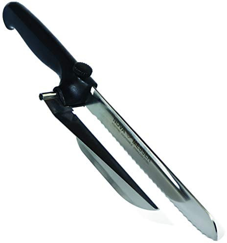 Nova Coltello da Pane con distanziale per Pane, Salsiccia, Formaggio, Formaggio a Base di Carne, in Acciaio Inossidabile Nero (Mano Destra)