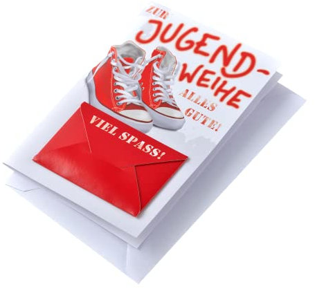 Perleberg Karte zur Jugendweihe - Lifestyle Collection - Jugendweihe Geldgeschenke für Jungen & Mädchen - Jugendweihekarten Mädchen & Jungs - Postkarte mit Umschlag in 11,6 x 16,6 cm