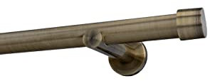 Sento 25mm Metall Gardinenstange Vorhangstange 1-läufig Messing Antik Modern 160 cm (1x160cm) ALBANA