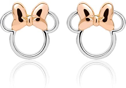 Disney Minnie Mouse Ohrstecker Silber und Roségold Sterlingsilber, Einheitsgröße, Sterling Silber