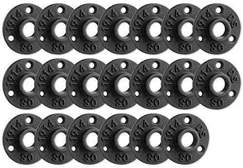 1 Floor Flange, Home TZH Malleable iron Pipe Fittings for Industrial vintage style, Flanges with Threaded Hole for DIY Project/Furniture/Shelving Decoration (20 Pack)