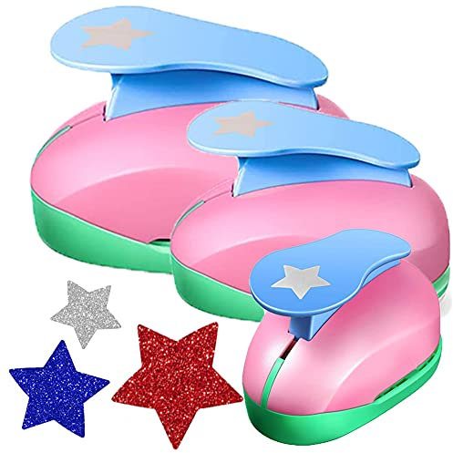 VSREI Star Hole Punch, Stars Paper Punch, Stars Punches for Paper Crafts, StarPuncher for Crafts,StarsShaped Hole Punches, 8mm, 14mm, 22mm, Star Hole Punches Set (Random Color)